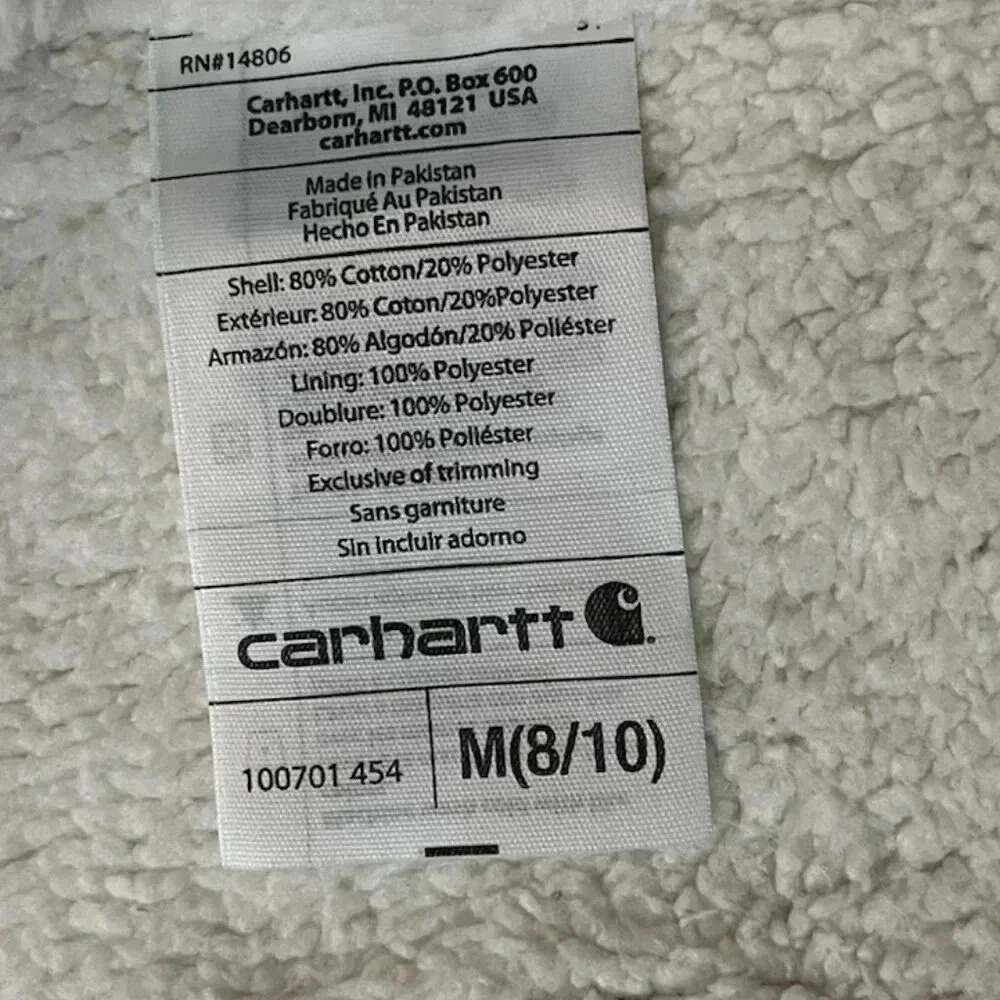 Carhartt Sherpa Fleece Lined Full Zip Hoodie Sweater W Med Warm Gorp Workwear - Picture 9 of 12